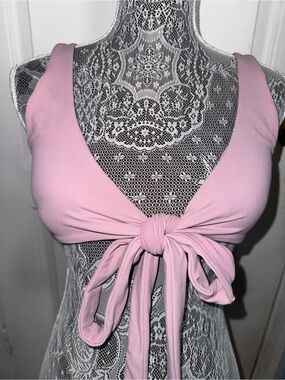 Lululemon Pink Nulu wrap-front tie bra